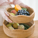 Addreen Handmade Rattan Bread Baskets Round Wicker Fruit Serving Storage Bowls Natural Woven Decorative Counter Organizing - Image 3