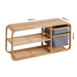 Addreen High Quality Natural Bamboo Wood Shoe Rack Modern Space-Saving Foldable Storage Organizer Bench for Entry Hallway