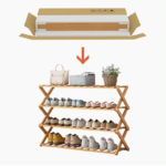 Addreen Houseware Shoe Stand Living Room Storage Rack Space Saving Shoe Organizer for Entryways Bamboo Foldable Shoe Rack