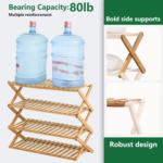 Addreen Houseware Shoe Stand Living Room Storage Rack Space Saving Shoe Organizer for Entryways Bamboo Foldable Shoe Rack - Image 3