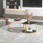 Addreen Iron Portable Nesting Coffee Tea Table Set White Black Customized Color ISO CE Certified Modern Home Furniture Living