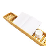 Addreen Luxury Bath Caddy Tray Bath Table for Tub Fits All Bath Accessories Wine Glass Books Tablets Cellphones Shampoo