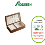 Addreen Luxury Black Walnut Wooden Jewelry Box Solid Wood Organizer for Rings Earrings Necklaces Storage Case for Women
