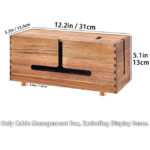 Addreen Modern Acacia Wood Cable Management Box 4 Metal Feet Desk Floor Under Desk Wire Concealer 12.2x5.3 Inches Storage Box - Image 2