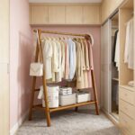 Addreen Modern Bamboo Coat Rack Floor Standing Clothes Hanger with Storage Shelf Garment Rack - Image 2
