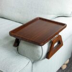 Addreen Modern Bamboo Round Storage Tray with Glossy Lacquer Finish Foldable and Portable Design