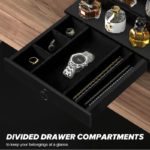 Addreen Modern Black Wood 4-Tier Perfume Organizer Rectangular Bamboo Storage Drawers Felt Lining Hidden Compartment for Makeup - Image 2