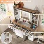 Addreen Modern Durable Vanity Desk with Mirror Charging Station Storage Stool & Dressing Table Featuring MDF Panel for Bedroom - Image 3