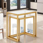 Addreen Modern Easy Assembly Nest Rectangular Iron Wood Tabletop Coffee Tables Durable Space-Saving Customized Color Dining Home
