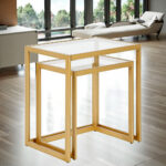 Addreen Modern Easy Assembly Nest Rectangular Iron Wood Tabletop Coffee Tables Durable Space-Saving Customized Color Dining Home - Image 3