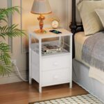 Addreen Modern End Table with Charging Station Nightstand with 2 Fabric Drawers and USB Ports Outlets Bedroom Furniture0 - Image 3