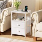 Addreen Modern End Table with Charging Station Nightstand with 2 Fabric Drawers and USB Ports Outlets Bedroom Furniture0 - Image 2