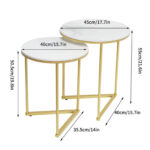 Addreen Modern Gold White Iron Nesting Coffee Table Portable Living Room Furniture for Living Room Bedroom Entryway - Image 2