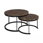 Addreen Modern Industrial Farmhouse Style Portable Coffee Table Set Gray-Brown Iron Nest Tables Glass Top Living Room Furniture