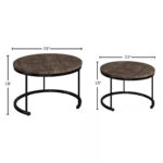 Addreen Modern Industrial Farmhouse Style Portable Coffee Table Set Gray-Brown Iron Nest Tables Glass Top Living Room Furniture - Image 3