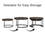 Addreen Modern Industrial Farmhouse Style Portable Coffee Table Set Gray-Brown Iron Nest Tables Glass Top Living Room Furniture - Image 2