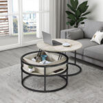 Addreen Modern Iron Frame Portable Coffee Table with Hidden Storage Compartment and Wood Top for Living Room Furniture - Image 2