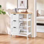 Addreen Modern Iron Kitchen Cart Small Island with Storage Serving Rolling Bar Cart Wheels 3 Drawers 3 Tier Shelves Living Room - Image 3