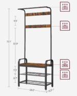 Addreen Modern Iron Portable Coat Rack Hall Tree with Shoe Bench and Storage for Living Room - Image 3
