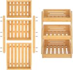Addreen Modern Large 3-Tier Bamboo Fruit Basket Freshness Preservation Multifunction Kitchen Stand for Fruits Bread Vegetables - Image 2