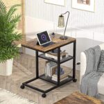 Addreen Modern Metal C Shape Side Table with Charging Station and Shelf Storage for Bedroom & Living Room - Image 2