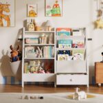 Addreen Modern Montessori 8-Shelf Wood Cabinet Kids Bookshelf Toy Storage Organizer Multifunction for Toddlers Babies Classroom