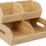 Addreen Modern Potato Onion Storage Bin Pantry Kitchen Counter Ventilated Stackable Bamboo Organizer Baskets Handles