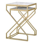 Addreen Modern White Iron Luxury Portable Nesting Coffee Table Simple Home Furniture