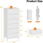 Addreen Modern White Tall Dresser with Panel Design for Bedroom Vertical Storage Tower and End Table Featuring 6 Fabric Drawers - Image 3