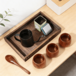 Addreen Natural Solid Wood Drinking Cup 6 oz | Rustic Wooden Tea Cup for Espresso, Sake & Hot Drinks | Reusable Mug