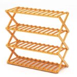 Addreen No Assembly Instant Unfold Bamboo Shoe Rack Foldable Multilayer Portable Shoe Storage Shelf