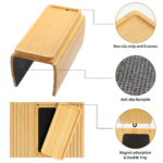 Addreen Non Slip Tray Large Sofa Cup Holder Tray Cups Bamboo Sofa Armrests Tray Table With Removable - Image 2