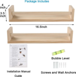 Addreen Nursery Floating Book Shelves for Kids Room Kitchen Spice Rack or Rustic Set of 2 Wall Mounted Shelves - Image 2