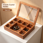 Addreen Raw Wooden Blank 9 Grids Jewelry Storage Container With Transparent Cover Portable Crystal Stone Earring Ring Organizer - Image 2