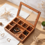 Addreen Raw Wooden Blank 9 Grids Jewelry Storage Container With Transparent Cover Portable Crystal Stone Earring Ring Organizer - Image 3