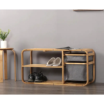 Addreen Reliable Quality Natural Bamboo Shoe Rack Good Shoe Storage Organizer With Drawer Space Saver Shoe Bench - Image 2