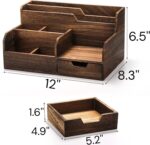 Addreen Retro Distressed Wood Desktop Document Organizer Multi Section Mail Holder With Pull Out Drawer - Image 2