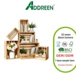 Addreen Set of 5 Rustic Nesting Wooden Crates with Handles, Natural Pine Wood Decorative Storage Crates Boxes