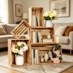 Addreen Set of 5 Rustic Nesting Wooden Crates with Handles, Natural Pine Wood Decorative Storage Crates Boxes - Image 2