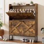 Addreen Shoe Storage Cabinet 2 Flip Drawers Freestanding Shoe Organizer Living Room Narrow Shoe Rack Cabinet Customized Metal - Image 3