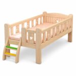 Addreen Solid Pine Wood Kids Bed with Widened Loft Frame Guardrail and Slide for Children Bedroom Furniture