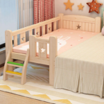 Addreen Solid Pine Wood Kids Bed with Widened Loft Frame Guardrail and Slide for Children Bedroom Furniture - Image 2
