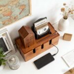 Addreen Solid Wood Cable Management Box Large Capacity Desktop Data Cable Storage Rack Power Cord Organizer Hub - Image 2