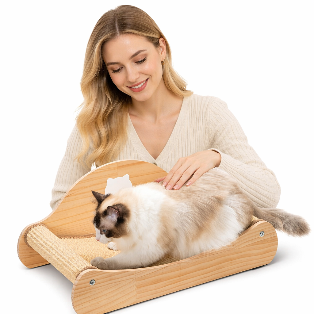 Addreen Solid Wood Cat Scratcher Bed for Indoor Cats Horizontal Scratching Lounge Mess Free Durable Pet Rest Furniture01 Addreen Solid Wood Cat Scratcher Bed for Indoor Cats Horizontal Scratching Lounge Mess Free Durable Pet Rest Furniture - Image 1