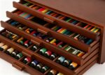 Addreen Walnut Finished Wooden Art Supply Organizer 6 Drawer Portable Artist Storage Case With Removable Compartment Divider - Image 2