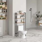 Addreen Wholesale Industrial Wood & Iron Modern Design Three-Level Bathroom Shelves Toilet Lockers Space-Saving Home Furniture