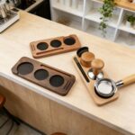 Addreen Wood Espresso Tamper Station 51/53/58mm Portafilter Holder Coffee Tamping Mat Barista Tool Organizer