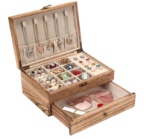 Addreen Wooden Jewelry Box for Women Rustic Farmhouse Organizer with Drawer Storage for Rings Earrings Necklace Bracelet