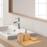 Asashizen 4-Piece Handmade Bamboo Bathroom Accessories Set Soap Dish Holder Shower Lotion Dispenser Mouthwash Rinse Cups for - Image 2