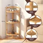 Bamboo 3-Tier Corner Shelf Stand Free-Standing Space-Saving Waterproof Durable for Bathroom Kitchen & Living Room Storage - Image 2